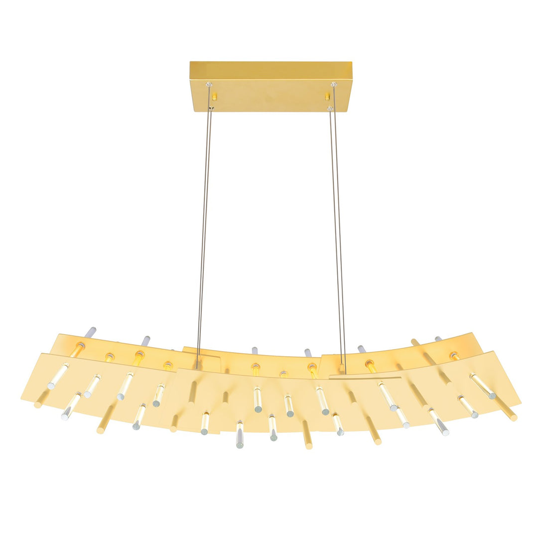 Led Chandelier With Satin Gold Finish