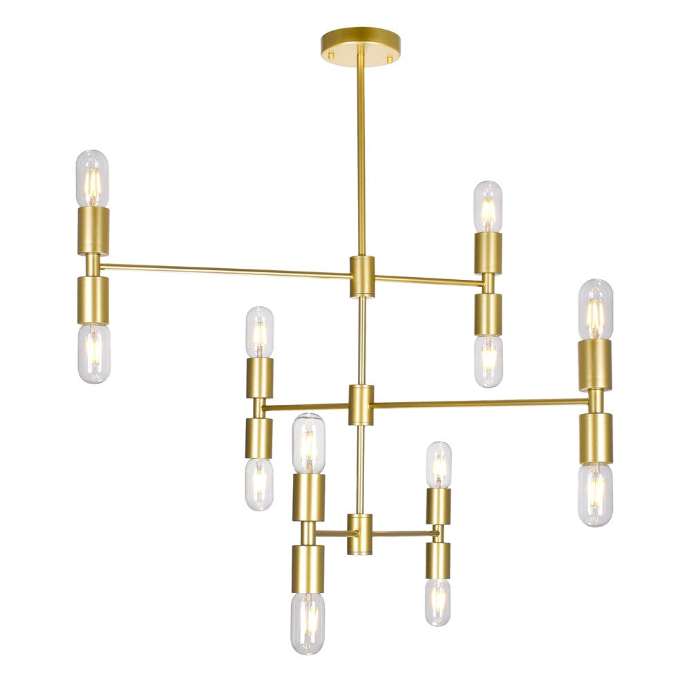 12 Light Chandelier With Medallion Gold Finish by CWI Lighting