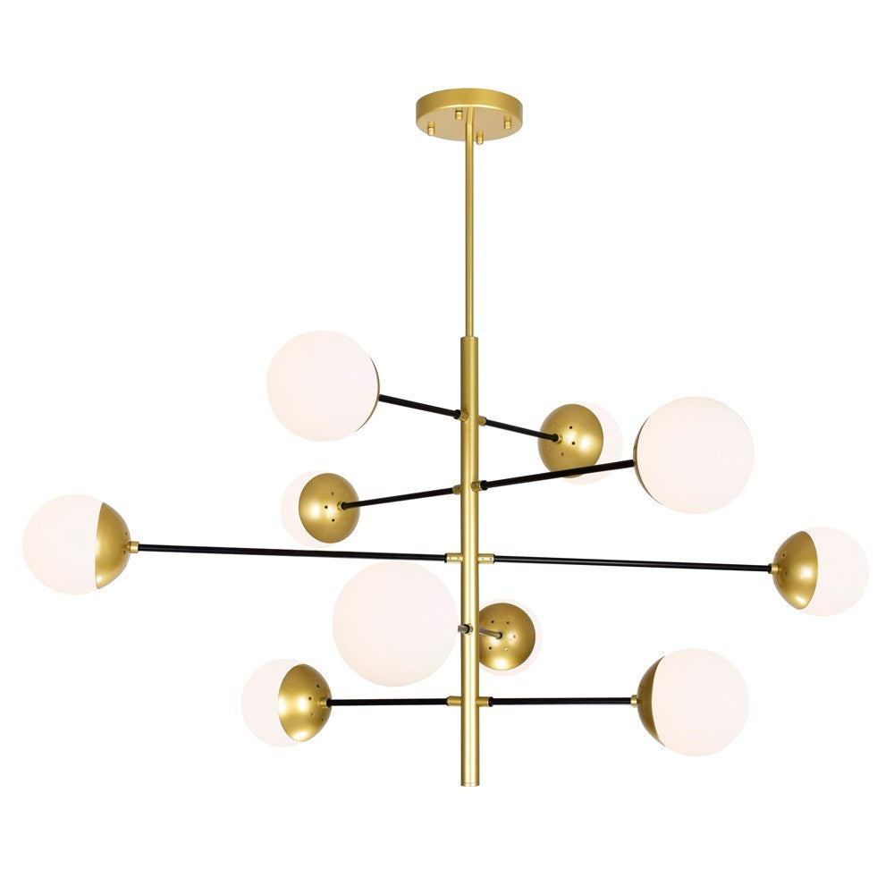 10 Light Chandelier With Medallion Gold Finish by CWI Lighting