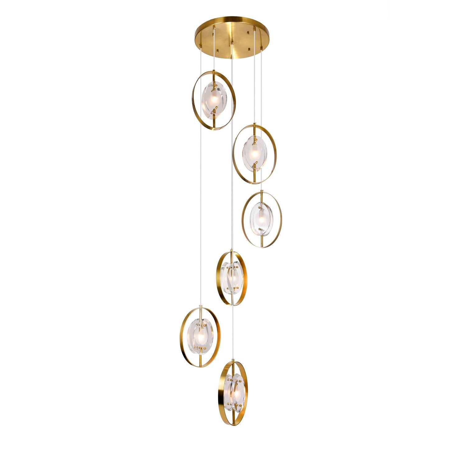 6 Light Pendant With Brass Finish by CWI Lighting