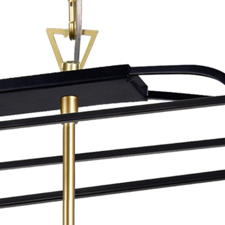 6 Light Island/Pool Table Chandelier With Satin Gold & Black Finish