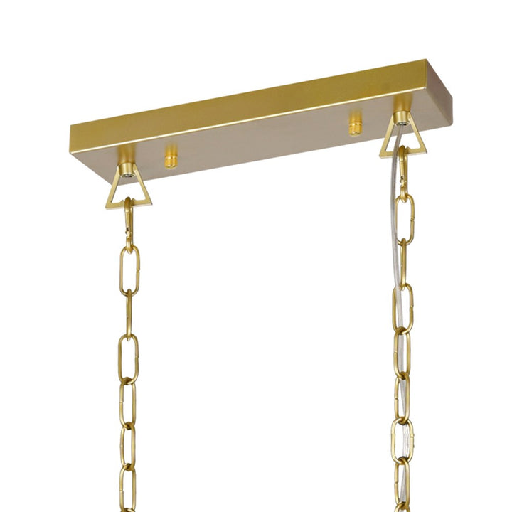 6 Light Island/Pool Table Chandelier With Satin Gold & Black Finish