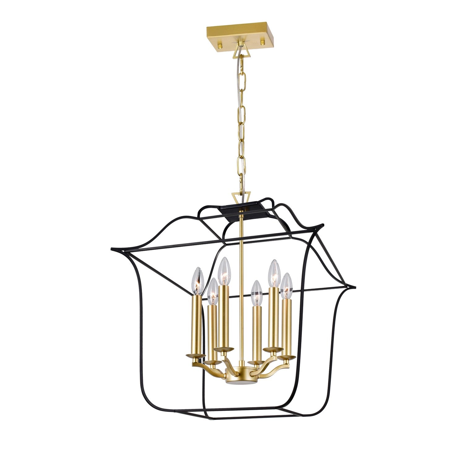 6 Light Chandelier With Satin Gold & Black Finish by CWI Lighting