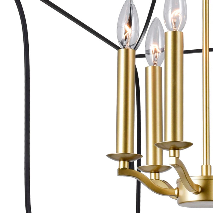 6 Light Chandelier With Satin Gold & Black Finish