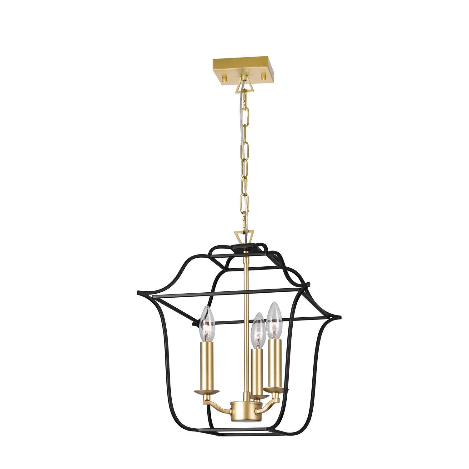 3 Light Pendant With Satin Gold & Black Finish by CWI Lighting