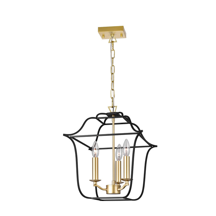 3 Light Pendant With Satin Gold & Black Finish by CWI Lighting
