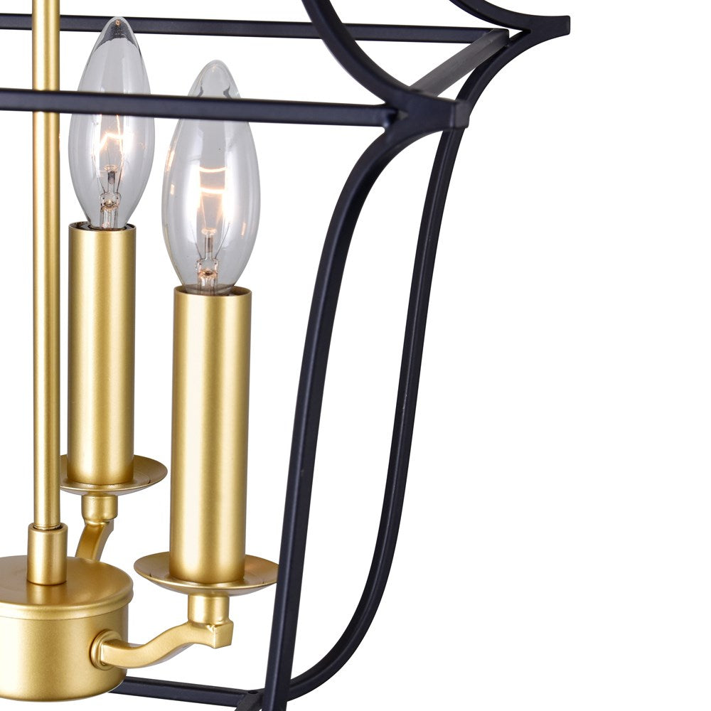 3 Light Pendant With Satin Gold & Black Finish