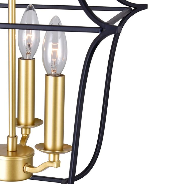 3 Light Pendant With Satin Gold & Black Finish