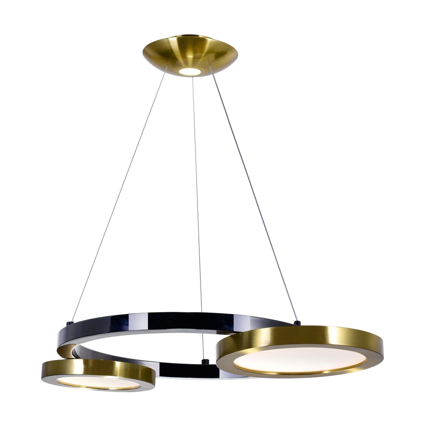 Led Chandelier With Brass & Pearl Black Finish by CWI Lighting