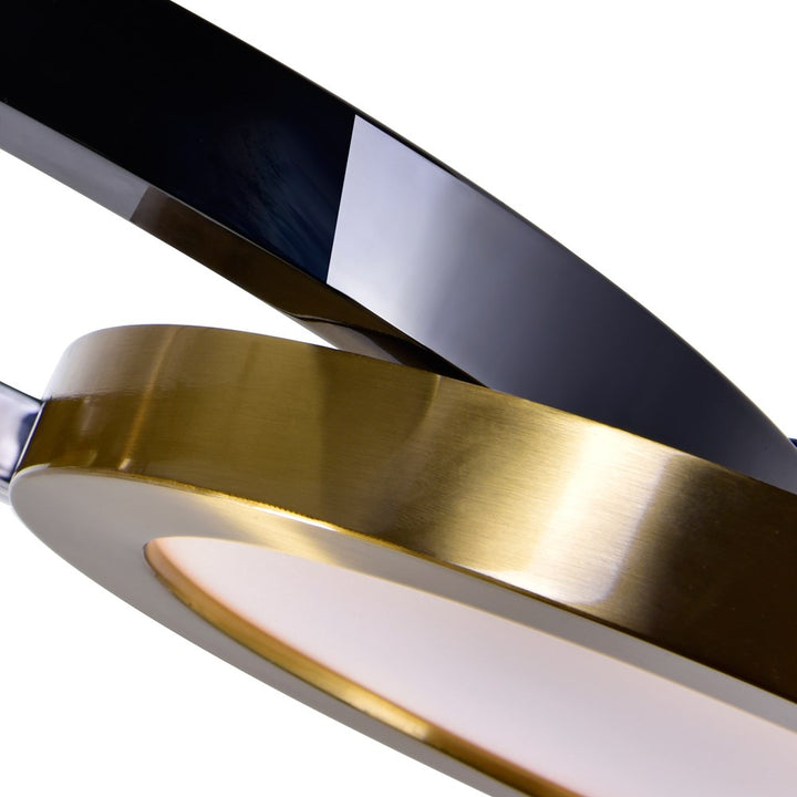 Led Chandelier With Brass & Pearl Black Finish