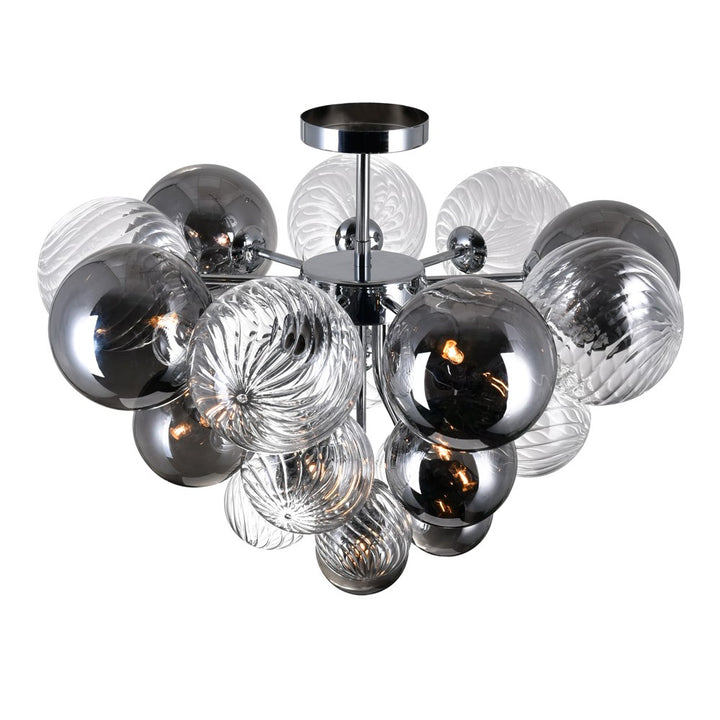 10 Light Flush Mount With Chrome Finish