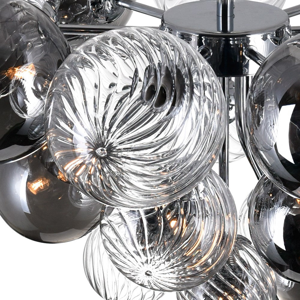 10 Light Flush Mount With Chrome Finish