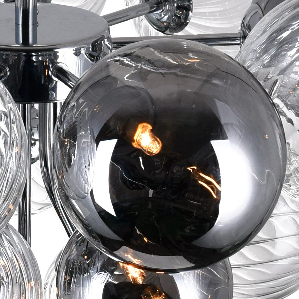 10 Light Flush Mount With Chrome Finish