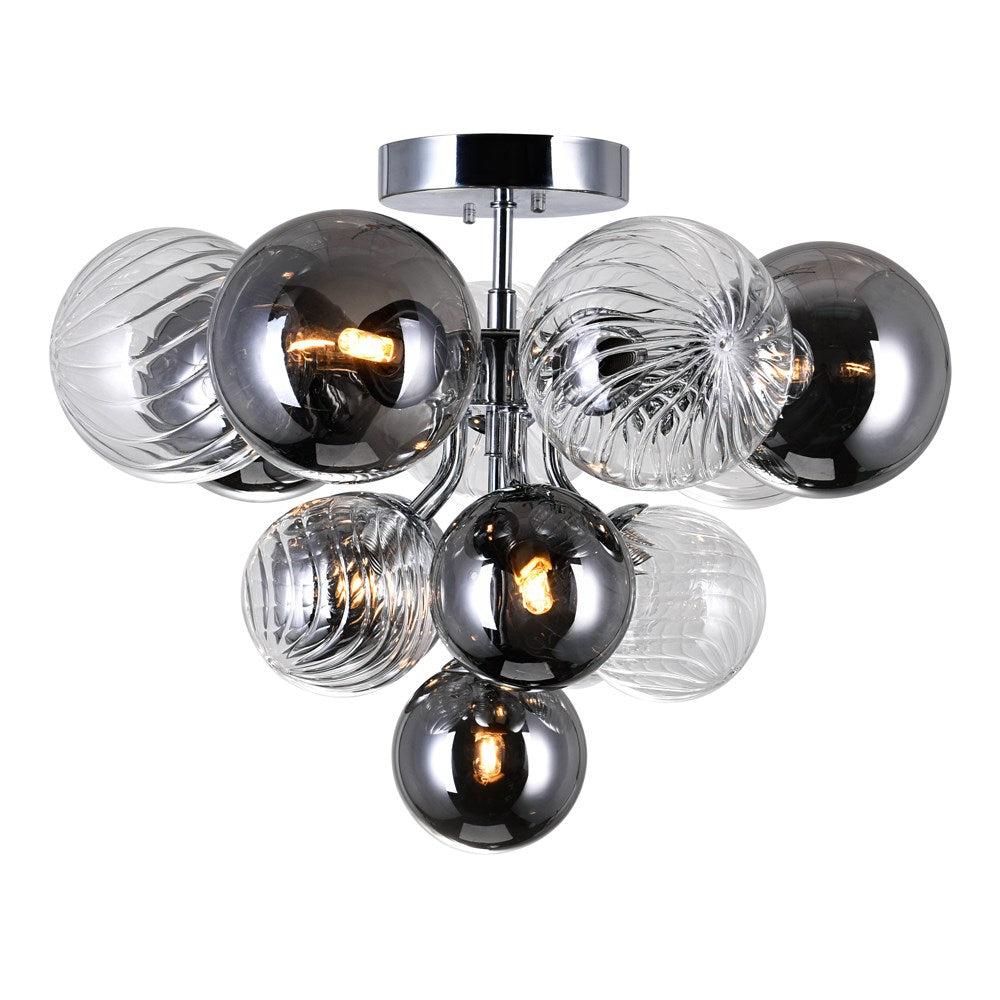 6 Light Flush Mount With Chrome Finish by CWI Lighting