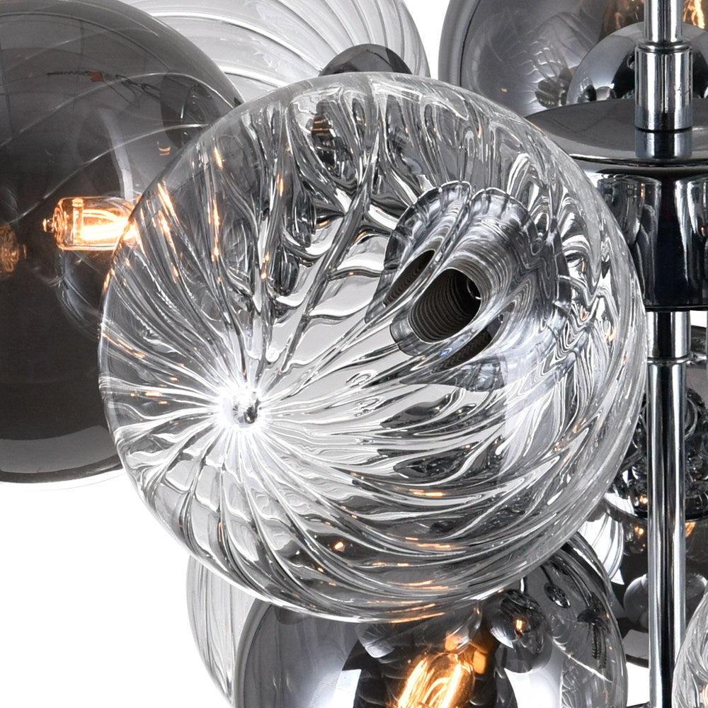 6 Light Flush Mount With Chrome Finish