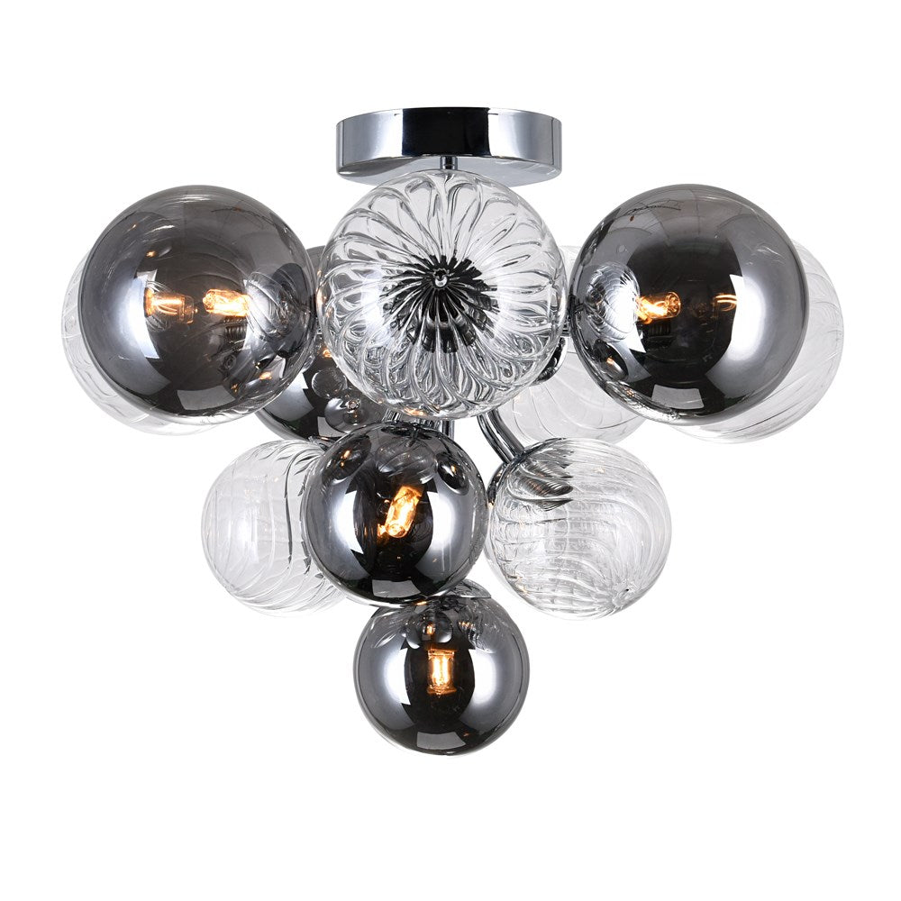 6 Light Flush Mount With Chrome Finish