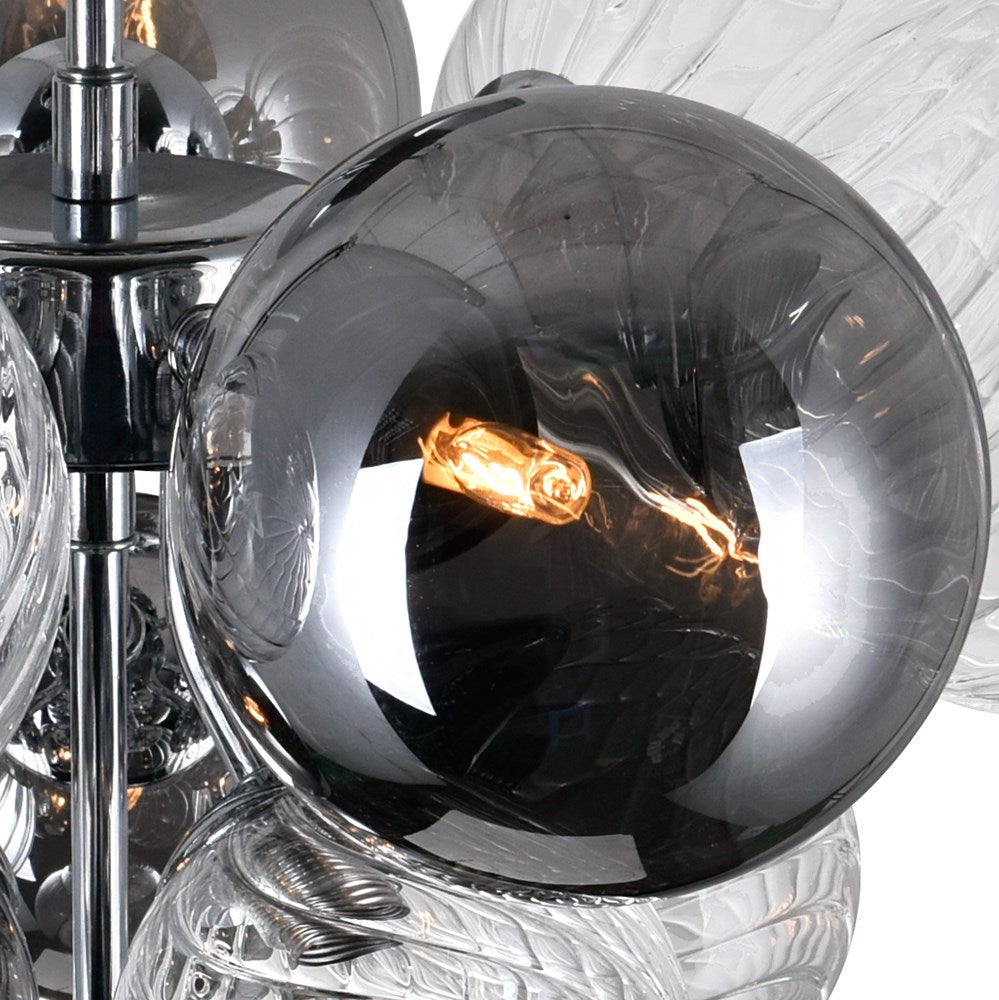 6 Light Flush Mount With Chrome Finish