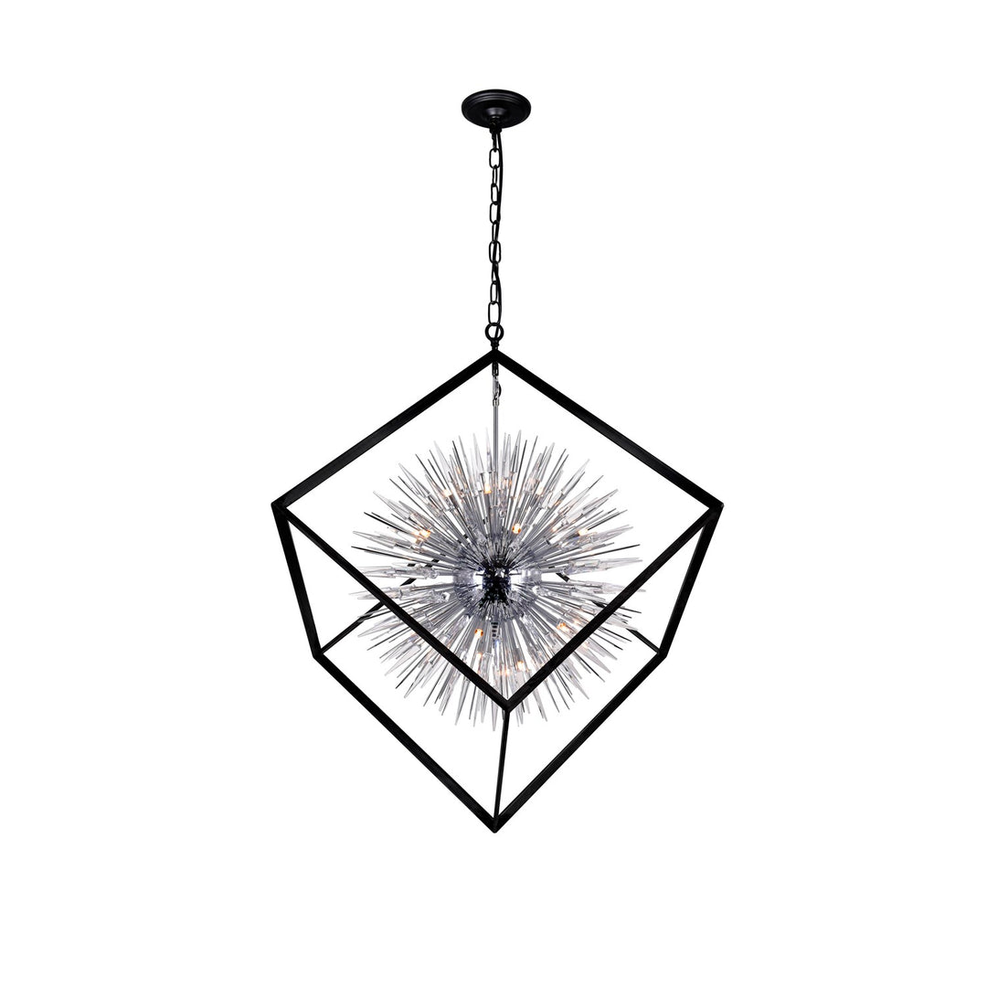 20 Light Chandelier With Chrome & Black Finish by CWI Lighting