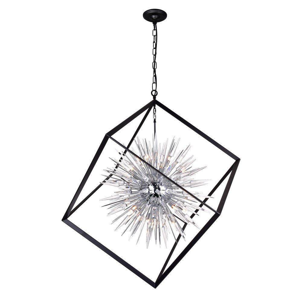 20 Light Chandelier With Chrome & Black Finish