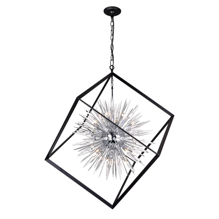 20 Light Chandelier With Chrome & Black Finish