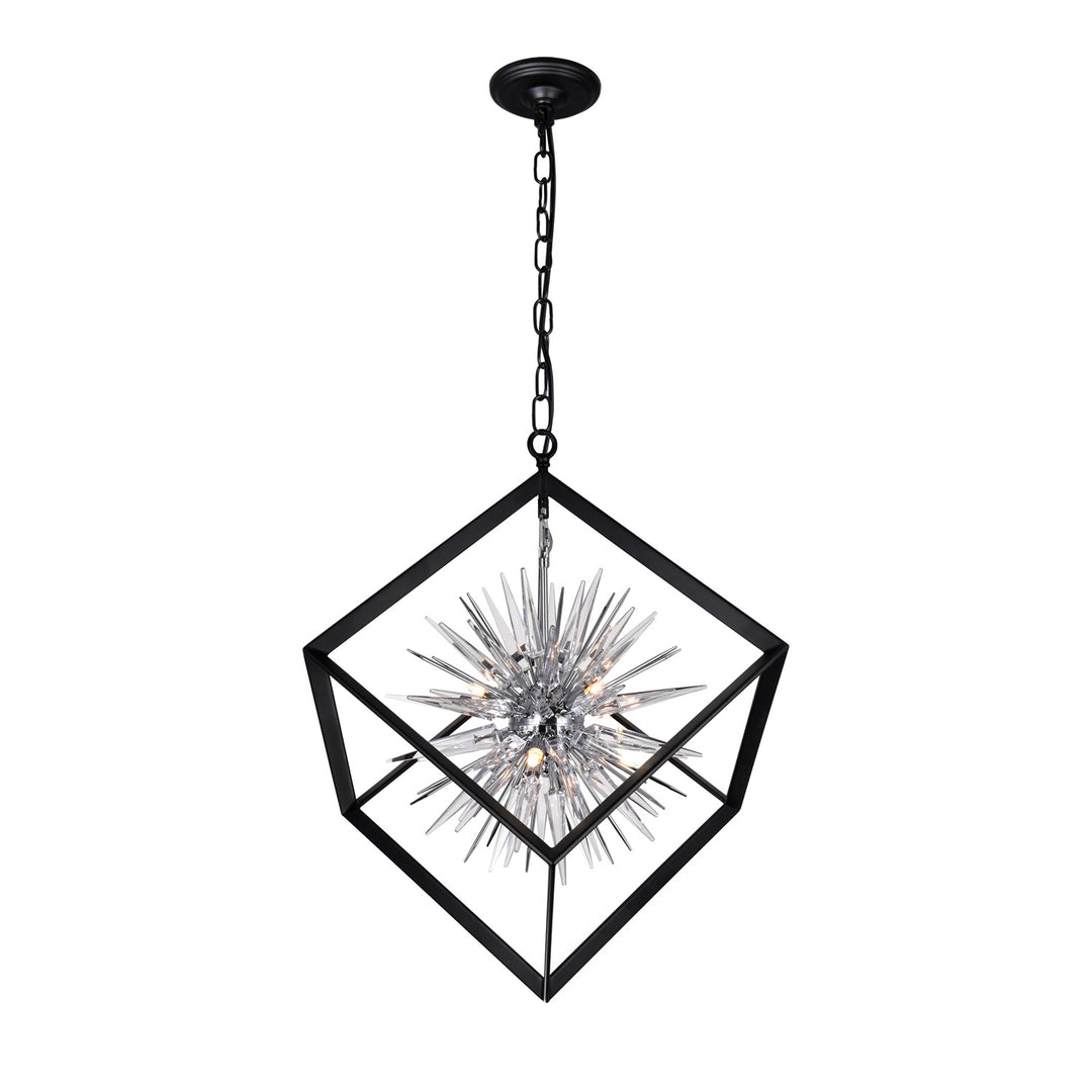 6 Light Chandelier With Chrome & Black Finish by CWI Lighting