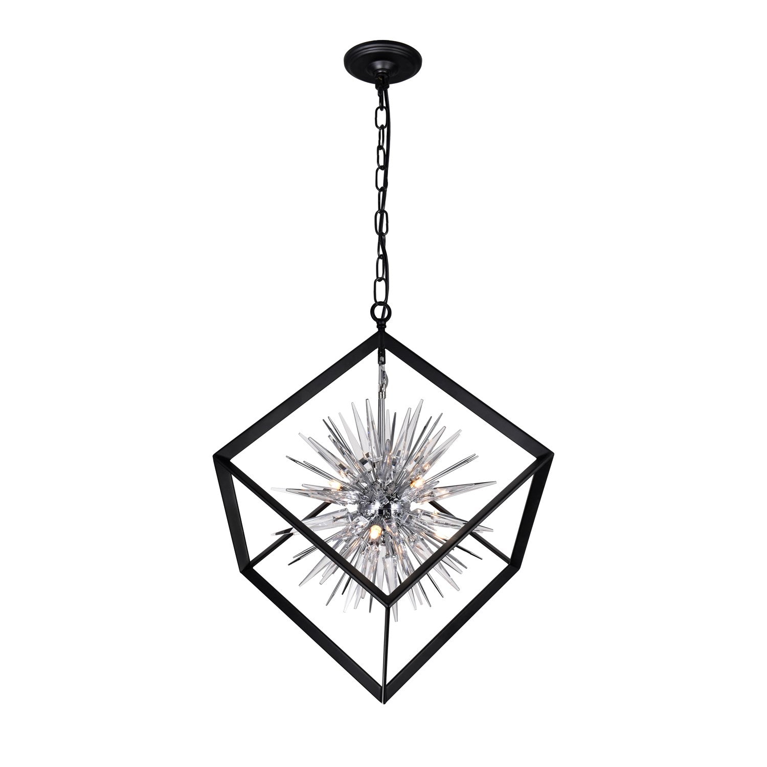 6 Light Chandelier With Chrome & Black Finish by CWI Lighting