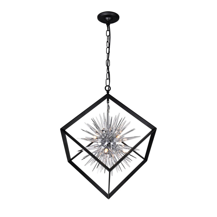 6 Light Chandelier With Chrome & Black Finish by CWI Lighting