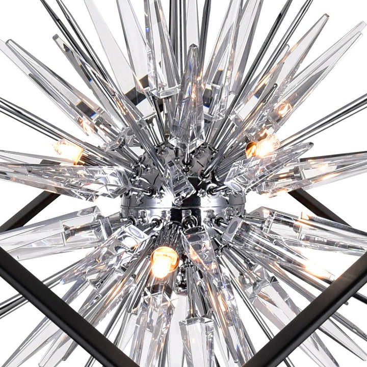 6 Light Chandelier With Chrome & Black Finish