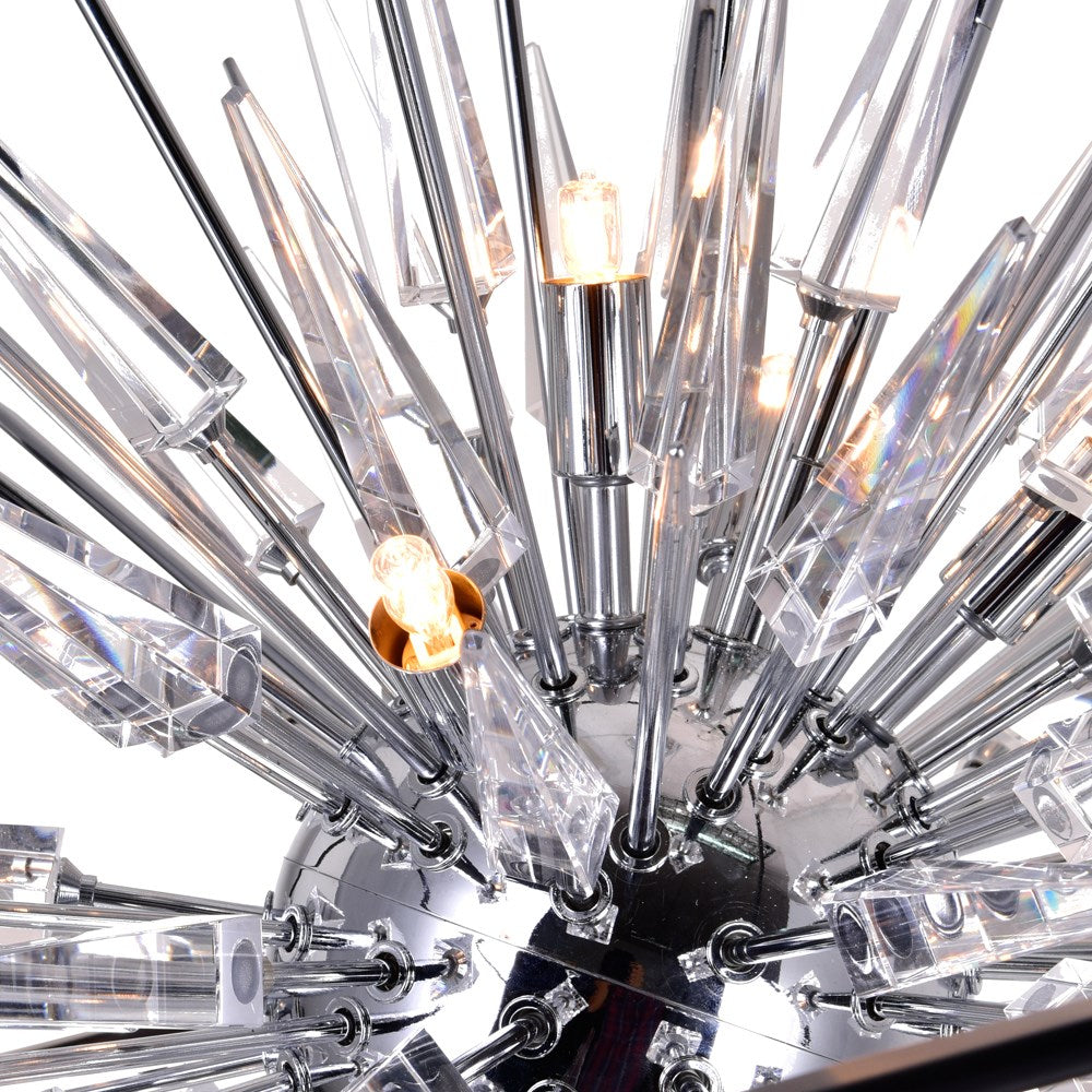 6 Light Chandelier With Chrome & Black Finish