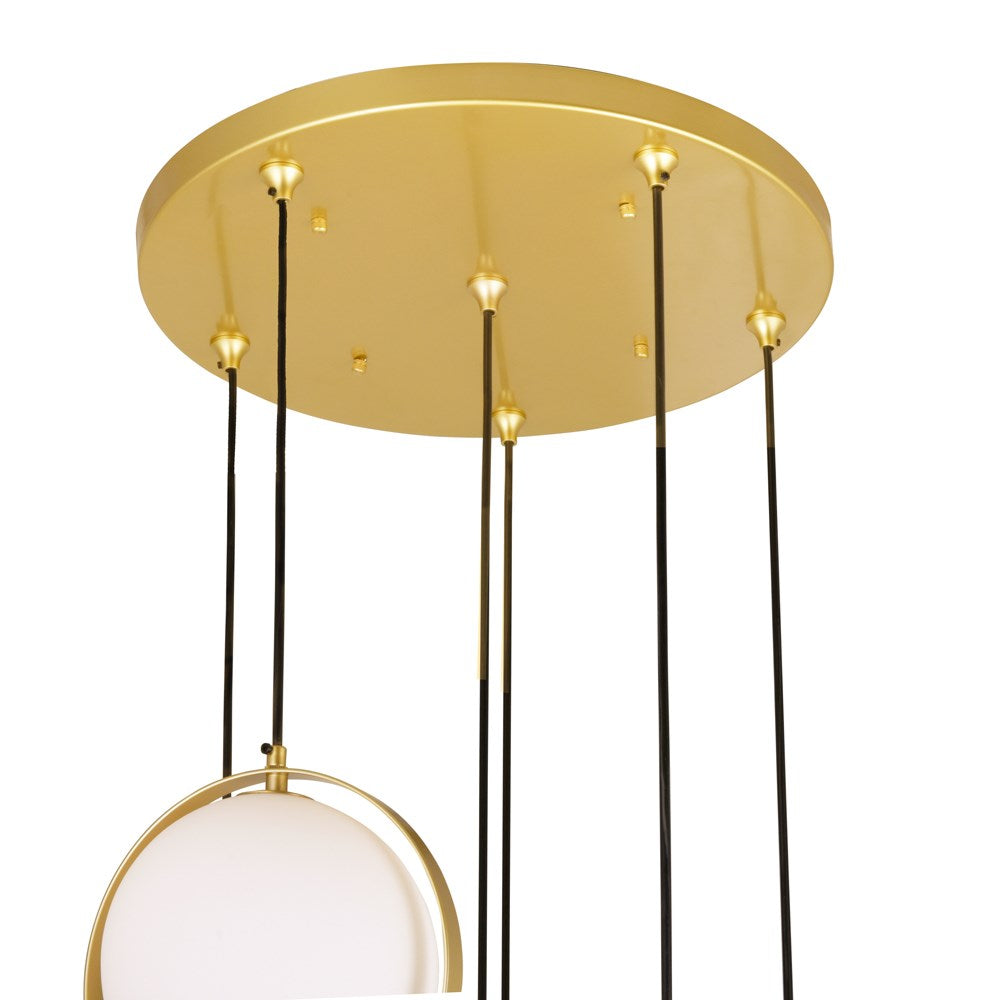 6 Light Multi Light Pendant With Brass Finish