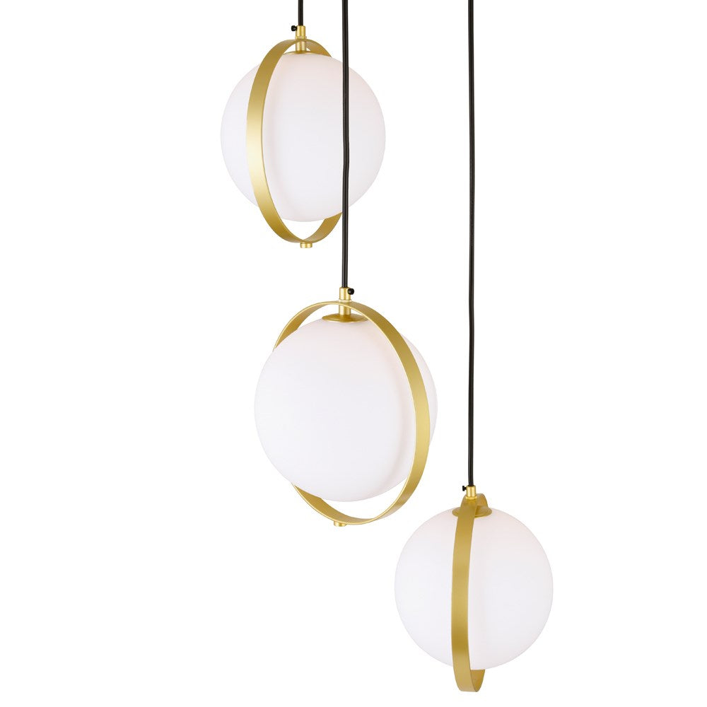 3 Light Multi Light Pendant With Brass Finish