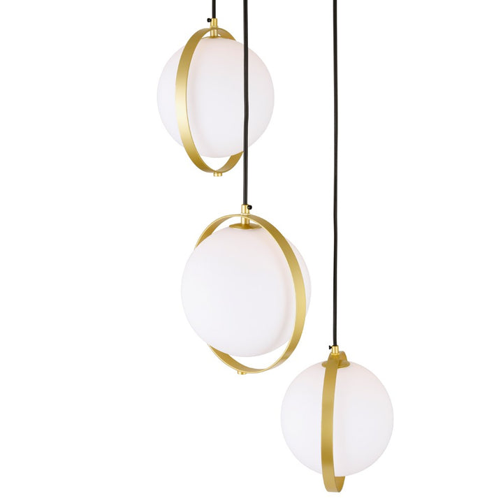 3 Light Multi Light Pendant With Brass Finish