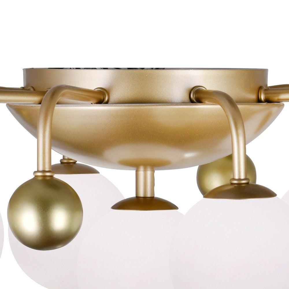 9 Light Flush Mount With Sun Gold Finish