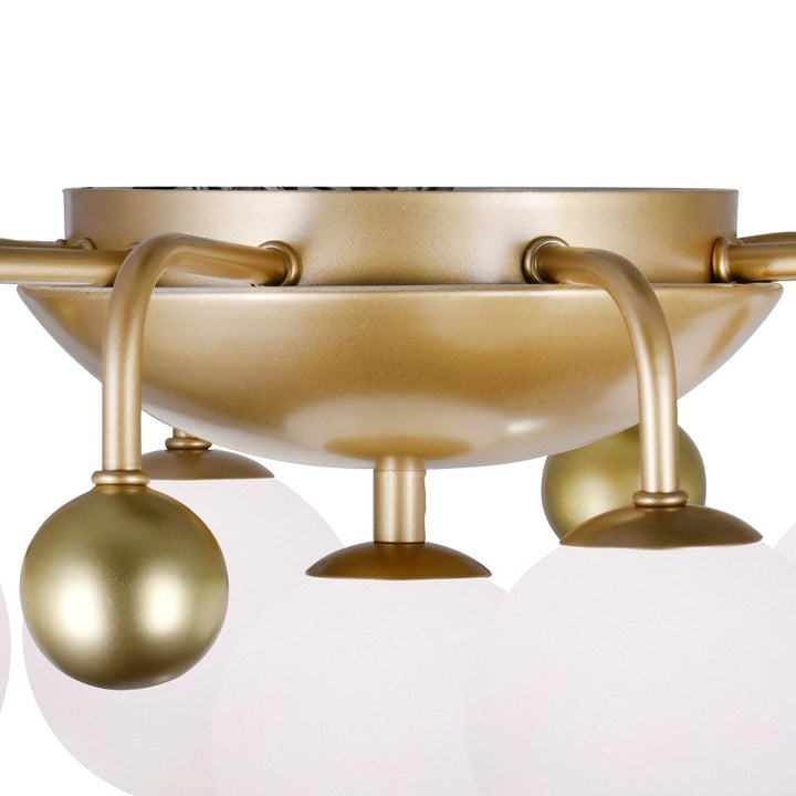 9 Light Flush Mount With Sun Gold Finish