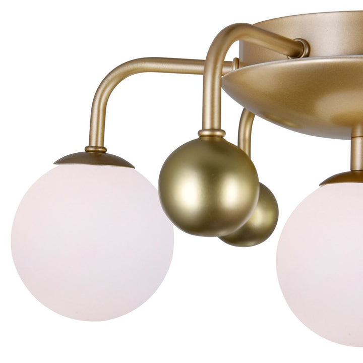 4 Light Flush Mount With Sun Gold Finish