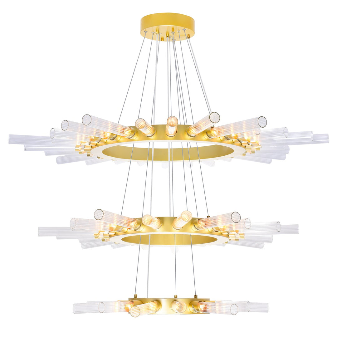 63 Light Chandelier With Satin Gold Finish by CWI Lighting