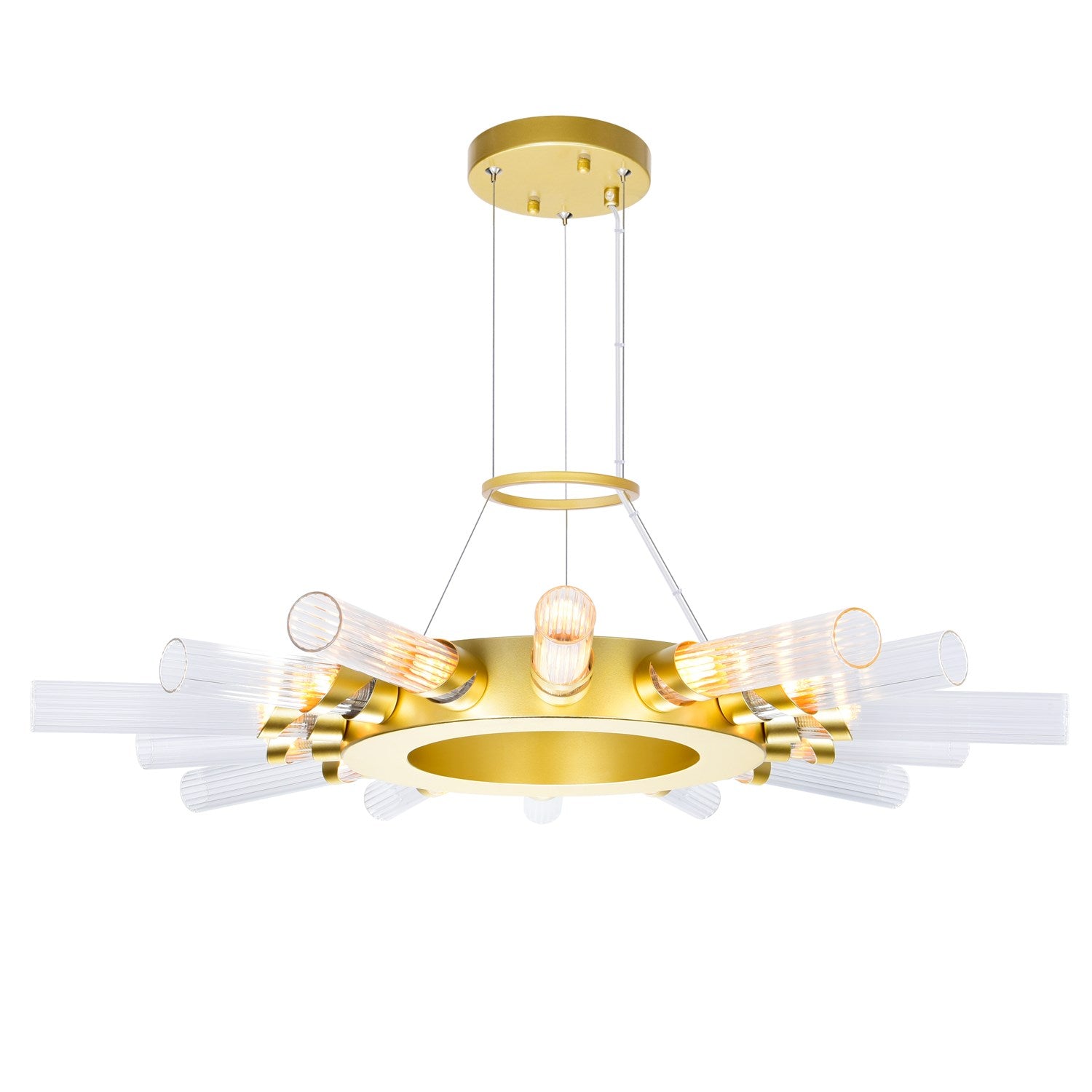 14 Light Chandelier With Satin Gold Finish by CWI Lighting