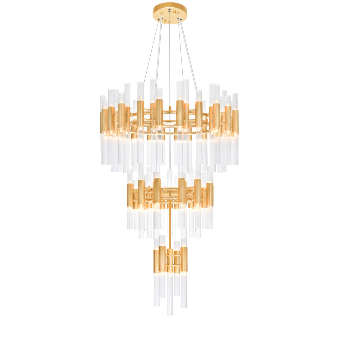 123 Light Chandelier With Satin Gold Finish by CWI Lighting