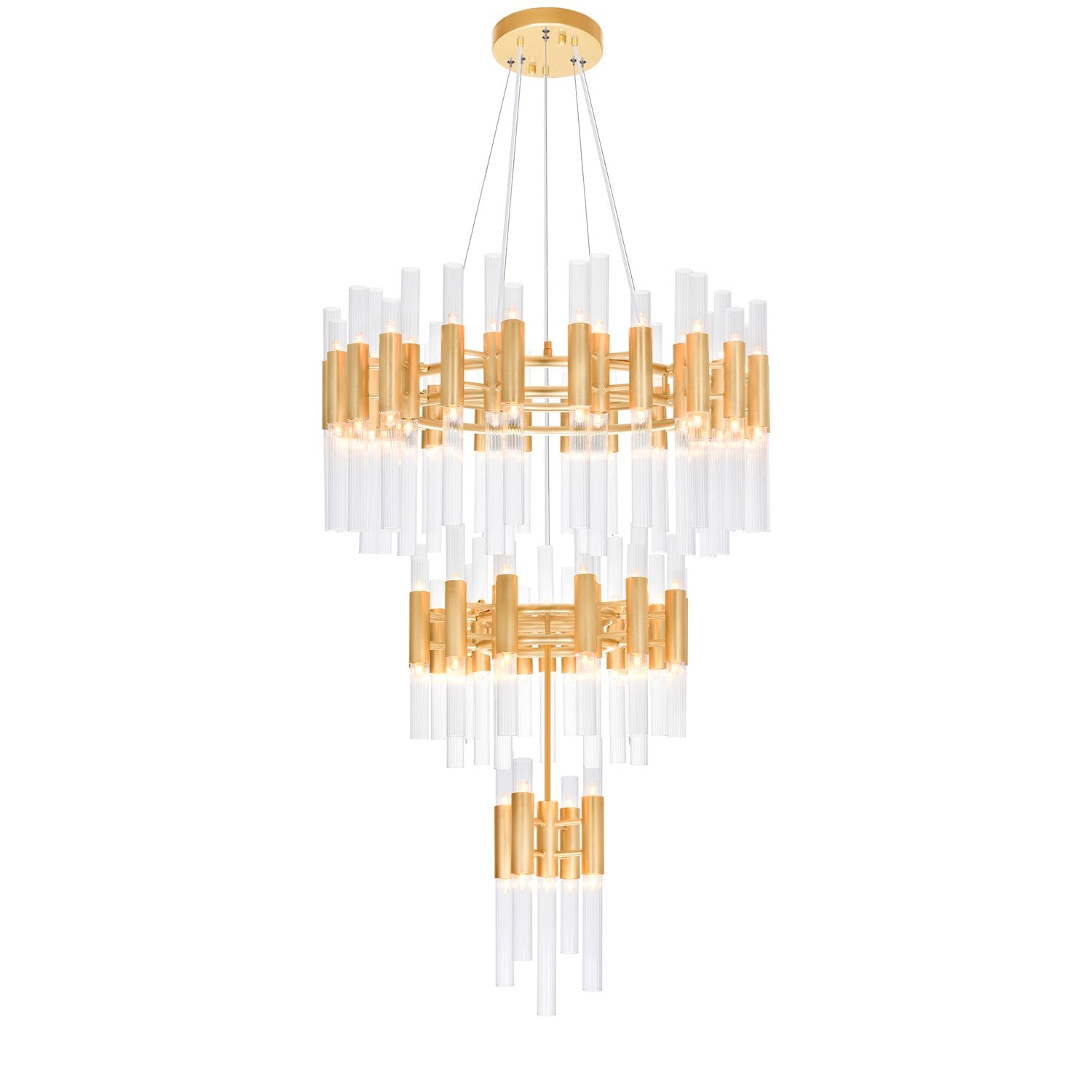 123 Light Chandelier With Satin Gold Finish by CWI Lighting