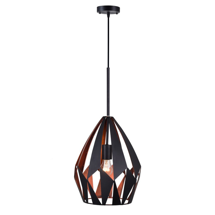 1 Light Down Pendant With Black+Copper Finish by CWI Lighting