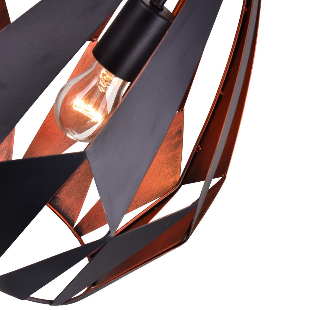 1 Light Down Pendant With Black+Copper Finish