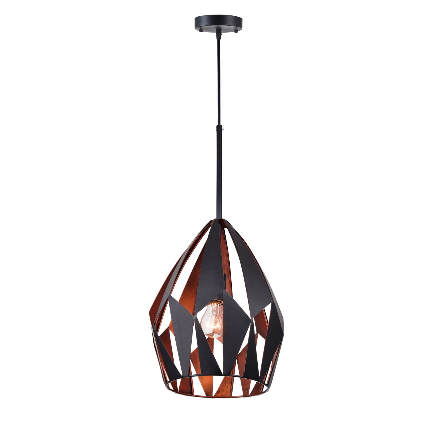 1 Light Down Pendant With Black+Copper Finish by CWI Lighting