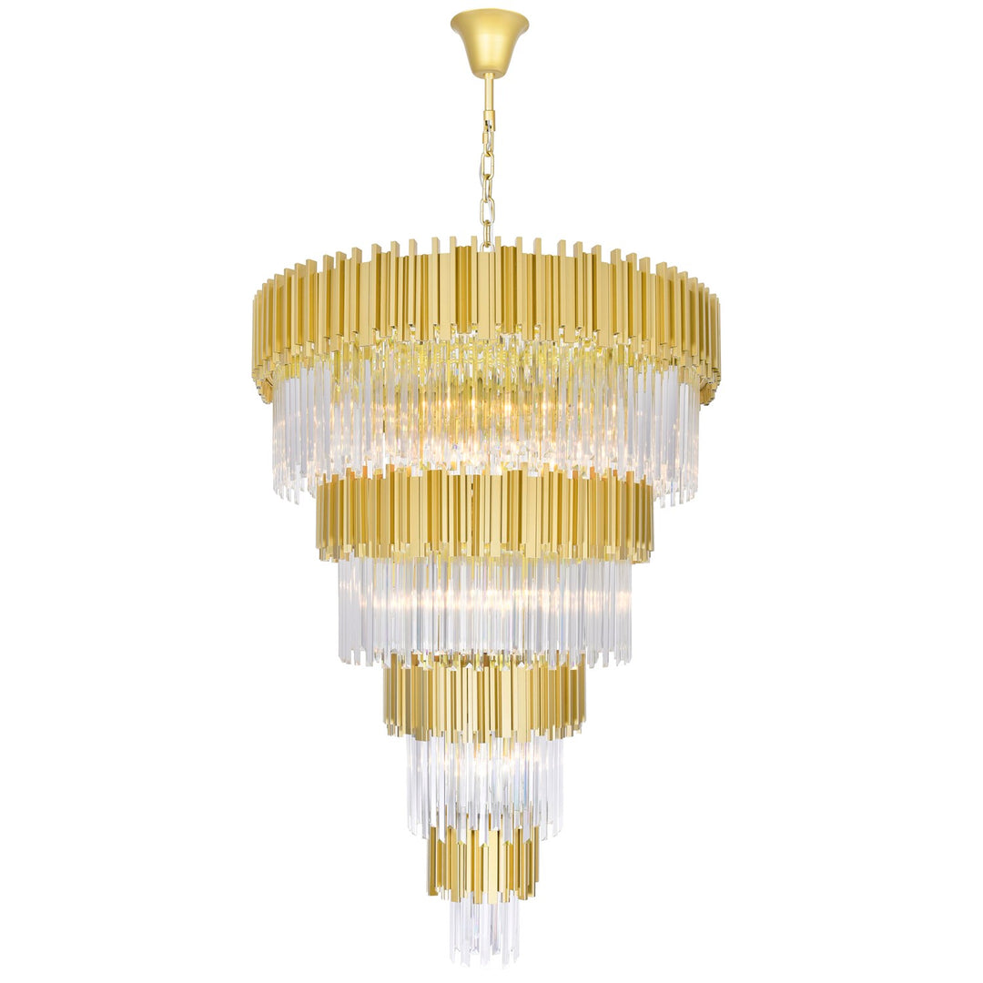 34 Light Down Chandelier With Medallion Gold Finish by CWI Lighting