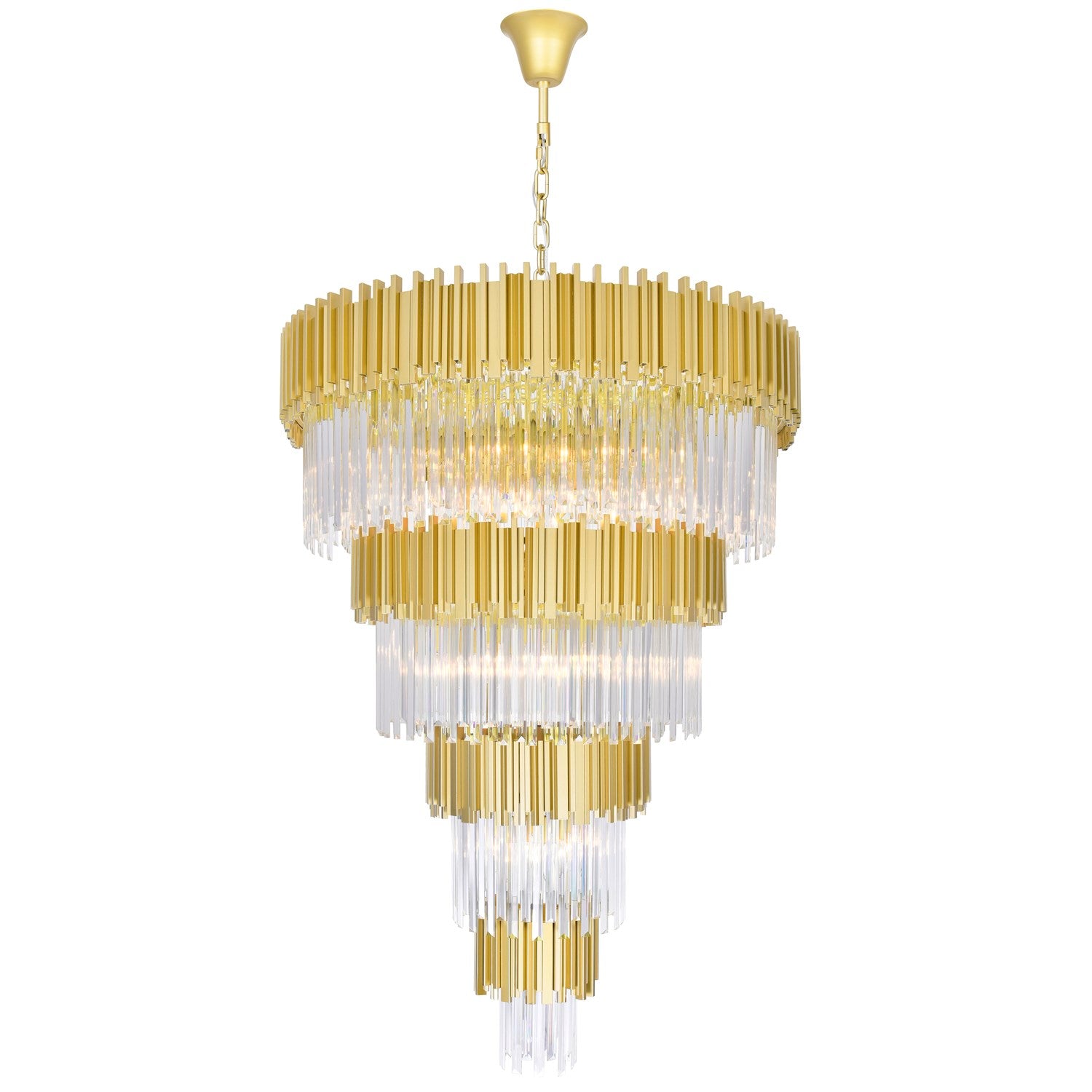 34 Light Down Chandelier With Medallion Gold Finish by CWI Lighting