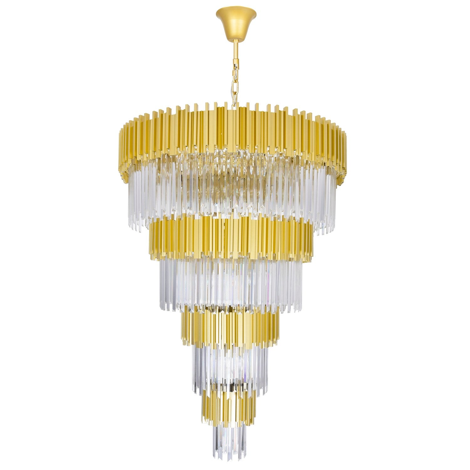 34 Light Down Chandelier With Medallion Gold Finish