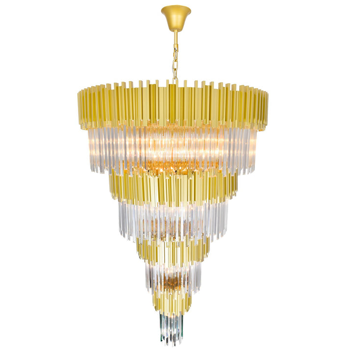 34 Light Down Chandelier With Medallion Gold Finish