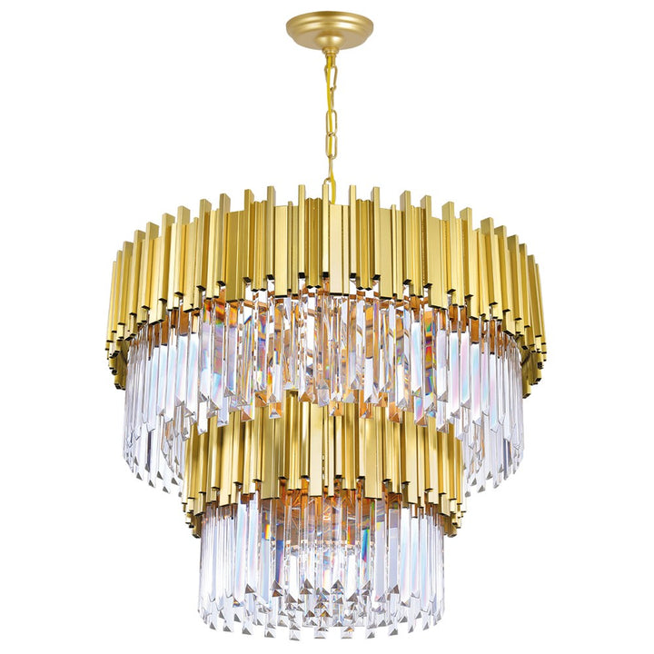 12 Light Down Chandelier With Medallion Gold Finish by CWI Lighting