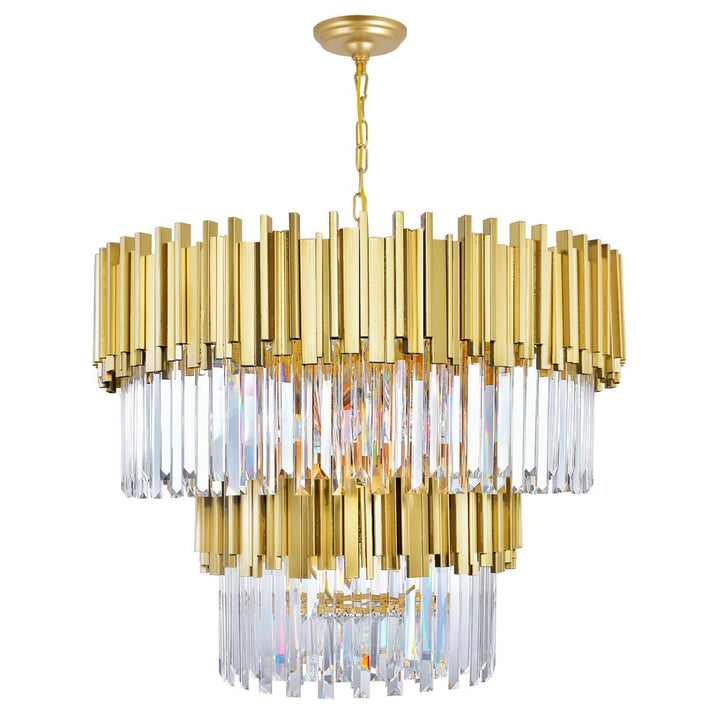 12 Light Down Chandelier With Medallion Gold Finish