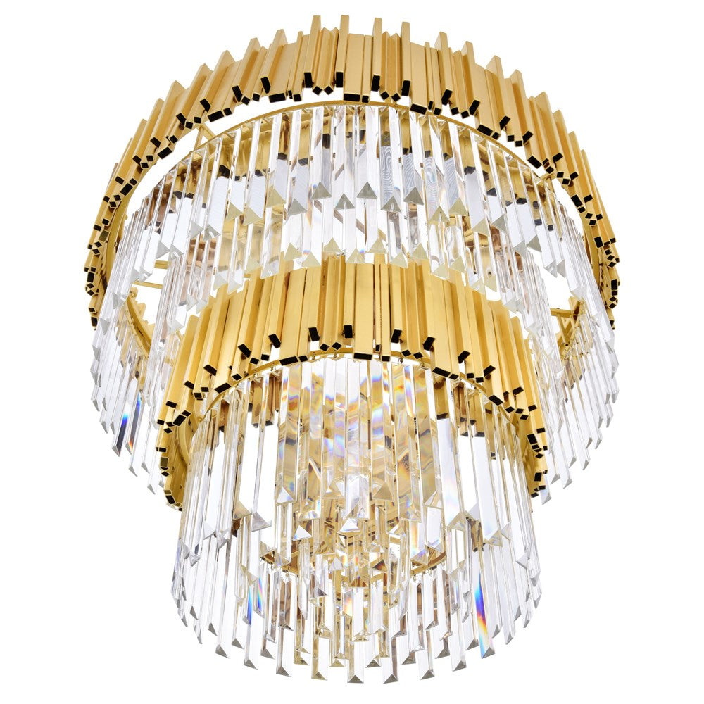 12 Light Down Chandelier With Medallion Gold Finish