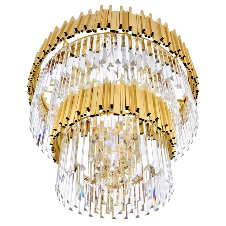 12 Light Down Chandelier With Medallion Gold Finish
